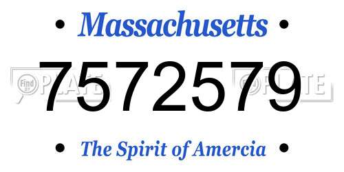 7572579 Massachusetts License Plate