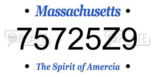 75725Z9 Massachusetts License Plate