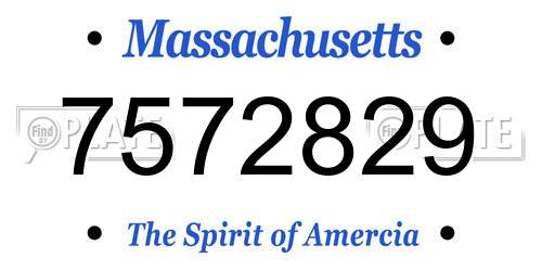 7572829 Massachusetts License Plate