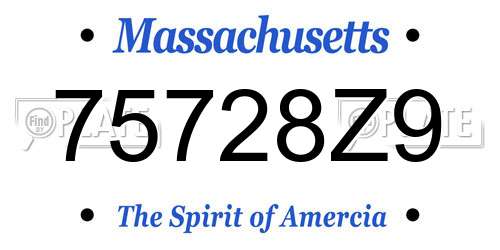 75728Z9 Massachusetts License Plate