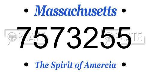 7573255 Massachusetts License Plate