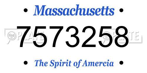 7573258 Massachusetts License Plate