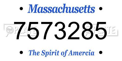 7573285 Massachusetts License Plate
