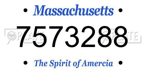 7573288 Massachusetts License Plate