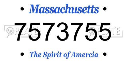 7573755 Massachusetts License Plate