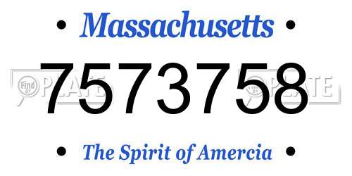 7573758 Massachusetts License Plate