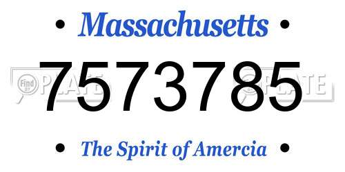 7573785 Massachusetts License Plate