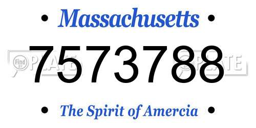 7573788 Massachusetts License Plate