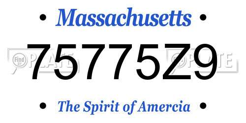 75775Z9 Massachusetts License Plate