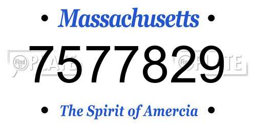 7577829 Massachusetts License Plate
