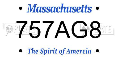 757AG8 Massachusetts License Plate