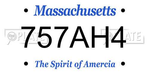 757AH4 Massachusetts License Plate