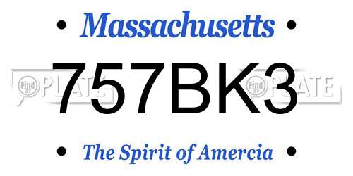 757BK3 Massachusetts License Plate
