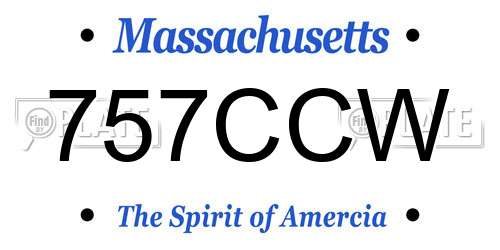 757CCW Massachusetts License Plate