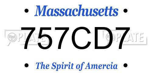 757CD7 Massachusetts License Plate