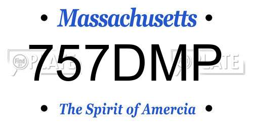 757DMP Massachusetts License Plate