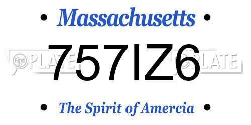757IZ6 Massachusetts License Plate