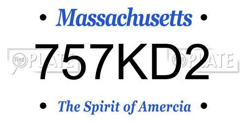 757KD2 Massachusetts License Plate