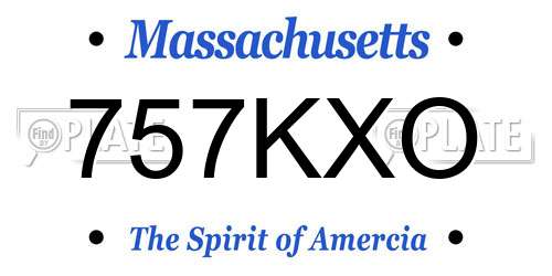 757KXO Massachusetts License Plate