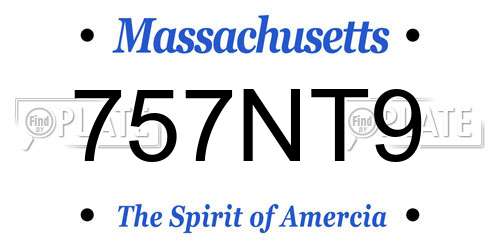 757NT9 Massachusetts License Plate