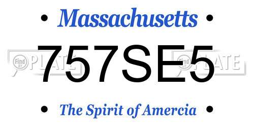 757SE5 Massachusetts License Plate