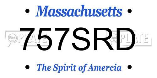 757SRD Massachusetts License Plate