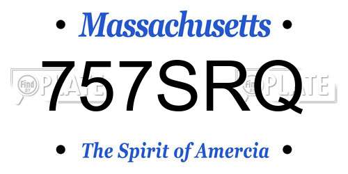 757SRQ Massachusetts License Plate