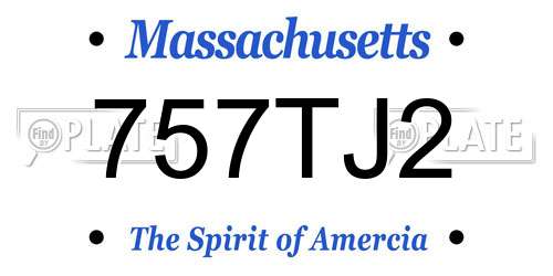 757TJ2 Massachusetts License Plate
