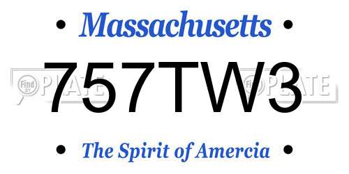 757TW3 Massachusetts License Plate