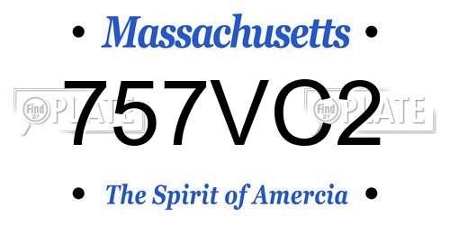 757VC2 Massachusetts License Plate
