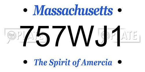 757WJ1 Massachusetts License Plate