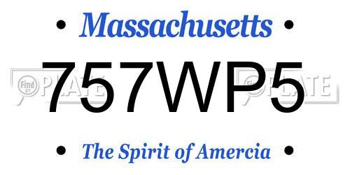 757WP5 Massachusetts License Plate