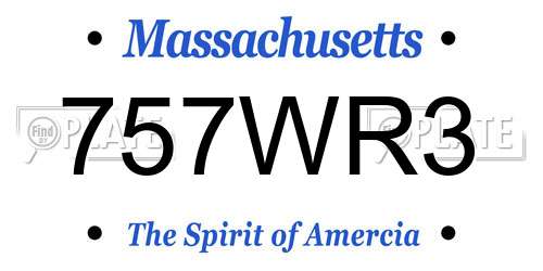 757WR3 Massachusetts License Plate