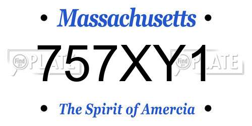 757XY1 Massachusetts License Plate