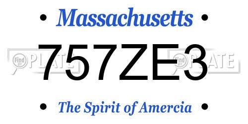 757ZE3 Massachusetts License Plate
