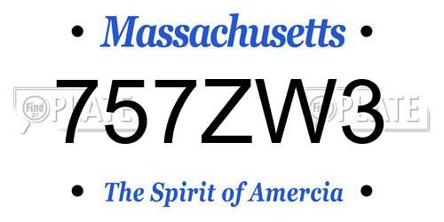 757ZW3 Massachusetts License Plate