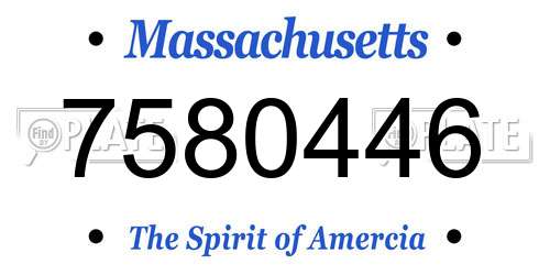 7580446 Massachusetts License Plate