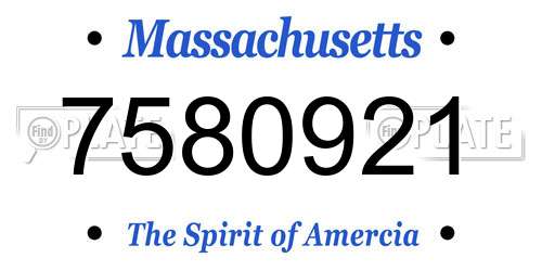 7580921 Massachusetts License Plate