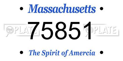 75851 Massachusetts License Plate
