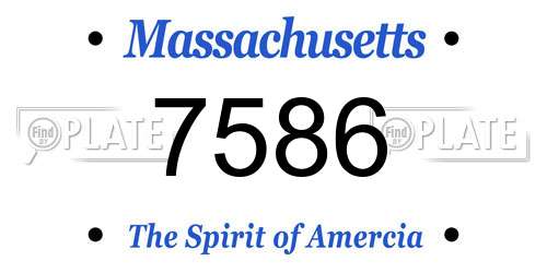7586 Massachusetts License Plate