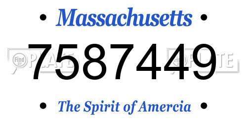 7587449 Massachusetts License Plate