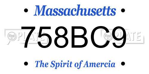 758BC9 Massachusetts License Plate