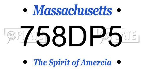 758DP5 Massachusetts License Plate