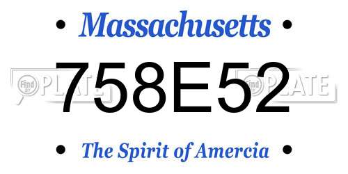 758E52 Massachusetts License Plate
