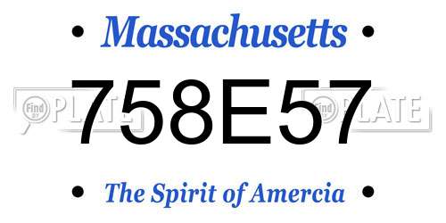 758E57 Massachusetts License Plate