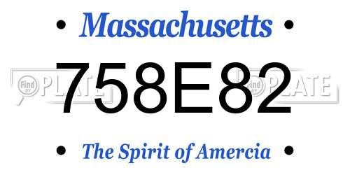 758E82 Massachusetts License Plate