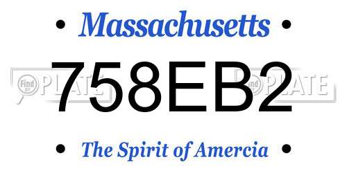 758EB2 Massachusetts License Plate