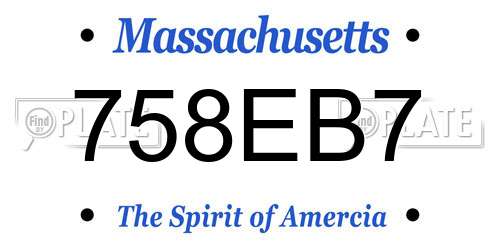 758EB7 Massachusetts License Plate