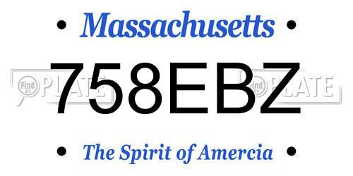 758EBZ Massachusetts License Plate
