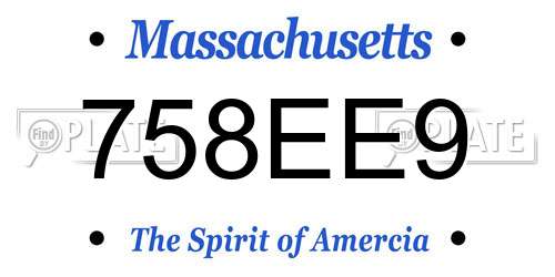 758EE9 Massachusetts License Plate